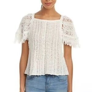Free People blackbird macrame blouse in ivory size small